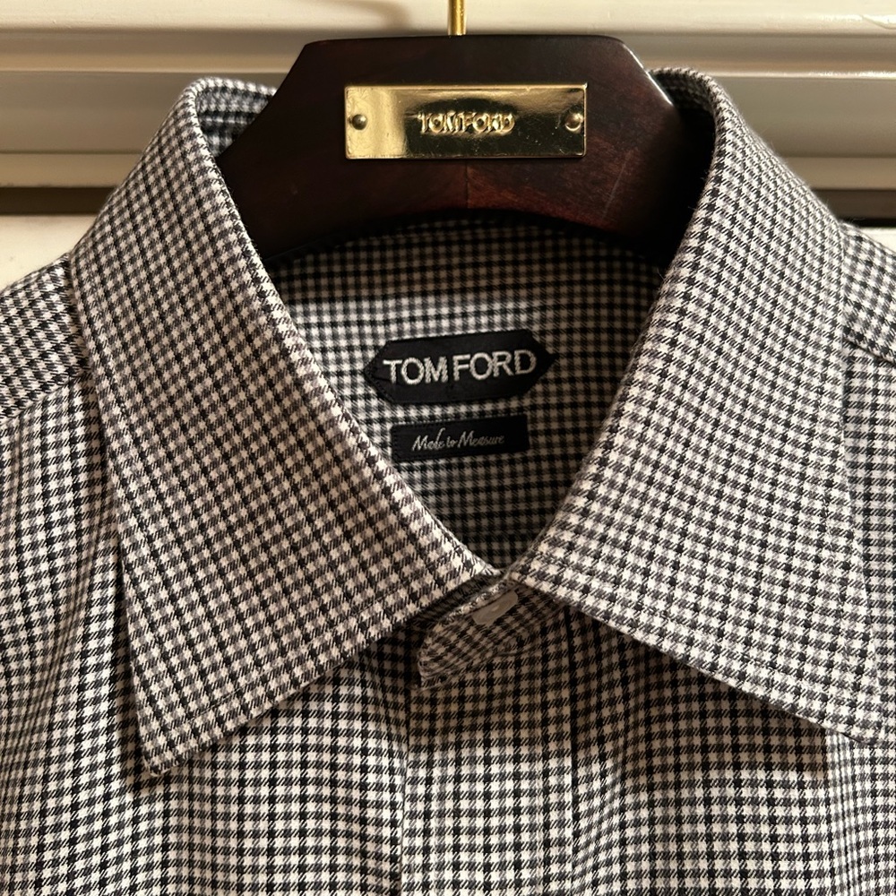 Tom Ford Black and White Checkered Casual Button Down Shirt